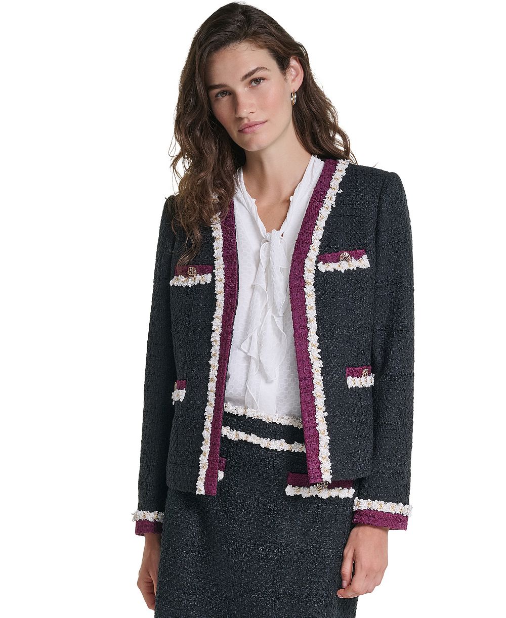 KARL LAGERFELD PARIS женская укороченная куртка из твида с бахромой