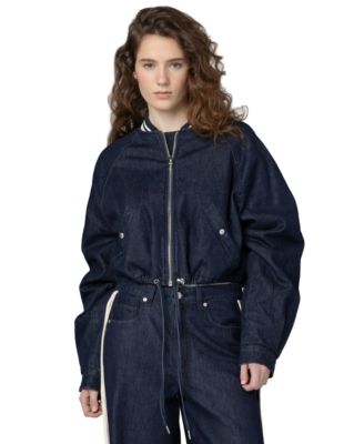 BLANK NYC Women's Play Time Collarless Denim Bomber Jacket