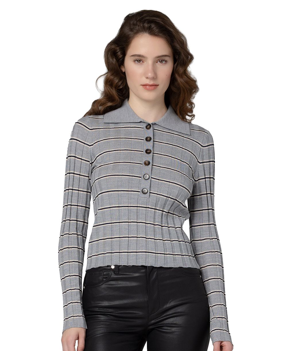 BLANK NYC Женский Second Date Knit Stripe Polo Top