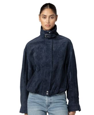 Женская замшевая бомбер-куртка BLANK NYC Women's Midnight Drift High Collar Suede Bomber Jacket