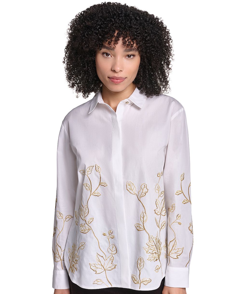 Блузка KARL LAGERFELD PARIS Petite Floral с длинным рукавом