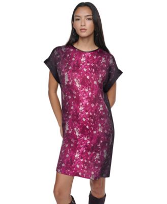 DKNY Women's Printed Short-Sleeve Shift Dress