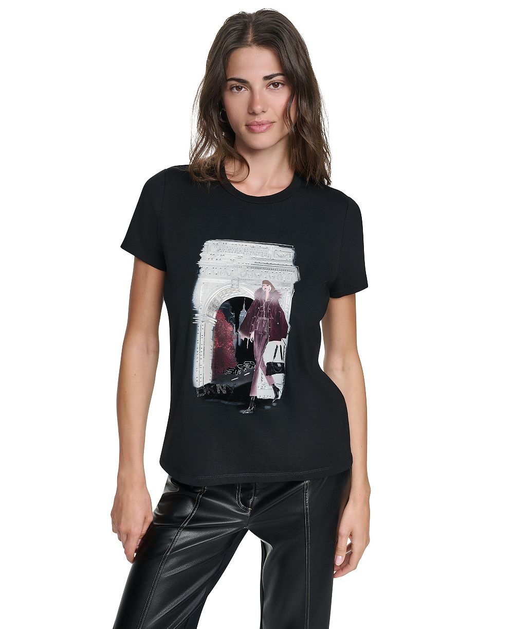 DKNY Women's Washington Arch Crewneck Graphic T-Shirt