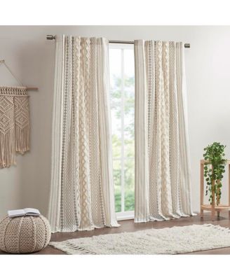 Avobird Cotton Printed Curtain Panel with Chenille Stripe and Lining