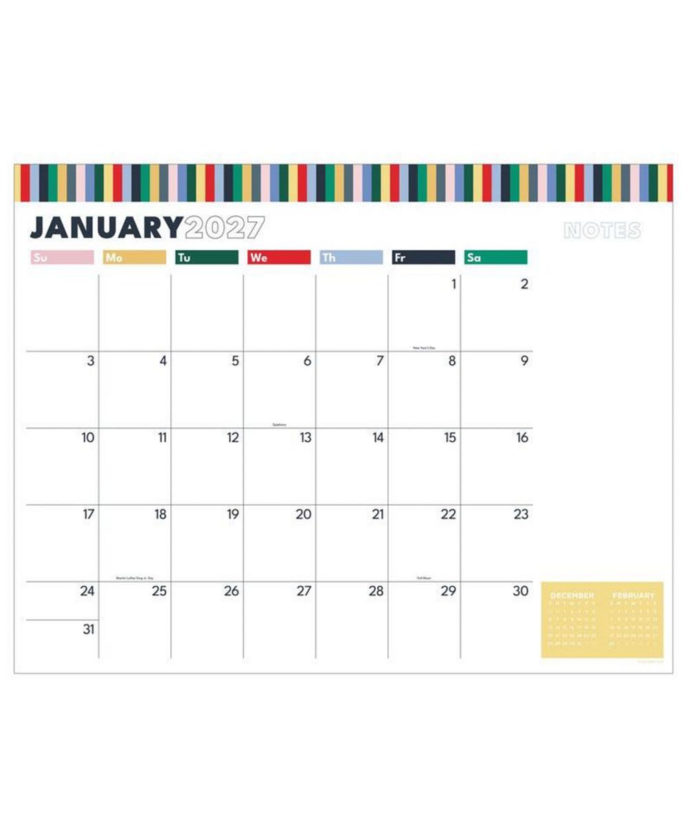 TF Publishing Paper Goods 2027 Long Weekend Medium Desk Pad Monthly Blotter Calendar