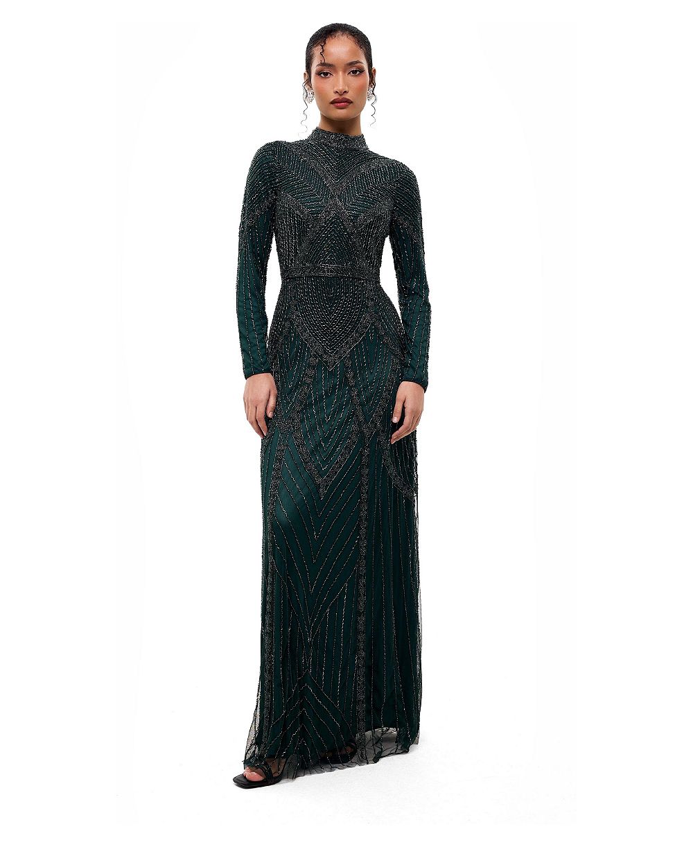 Женское платье Maryisa Modest Abstract Embellished Sequin Maxi
