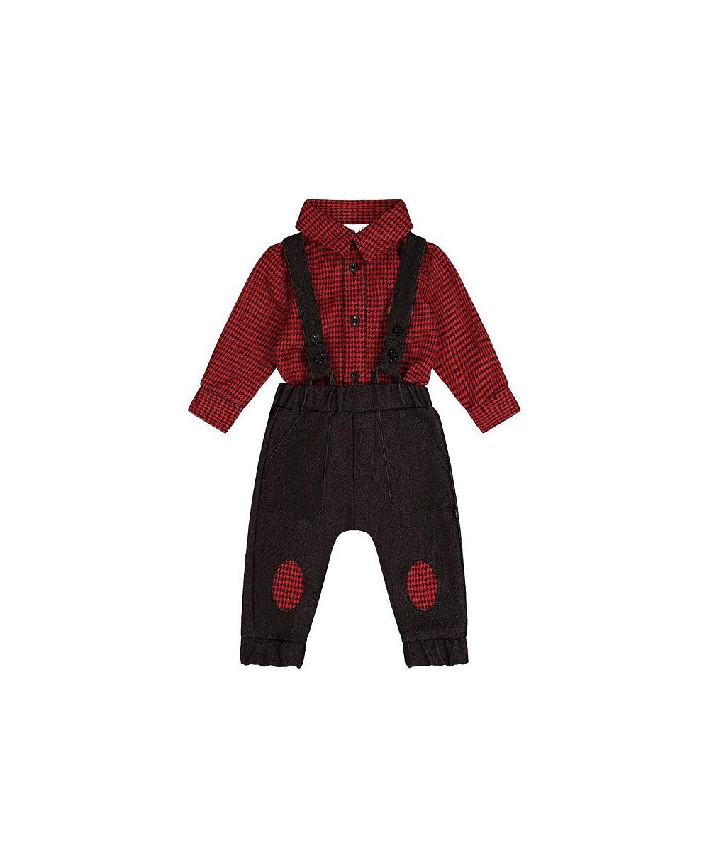 Deux par Deux Мальчиков (3M-24M) комплект из топа и брюк в клетку гусиная лапка