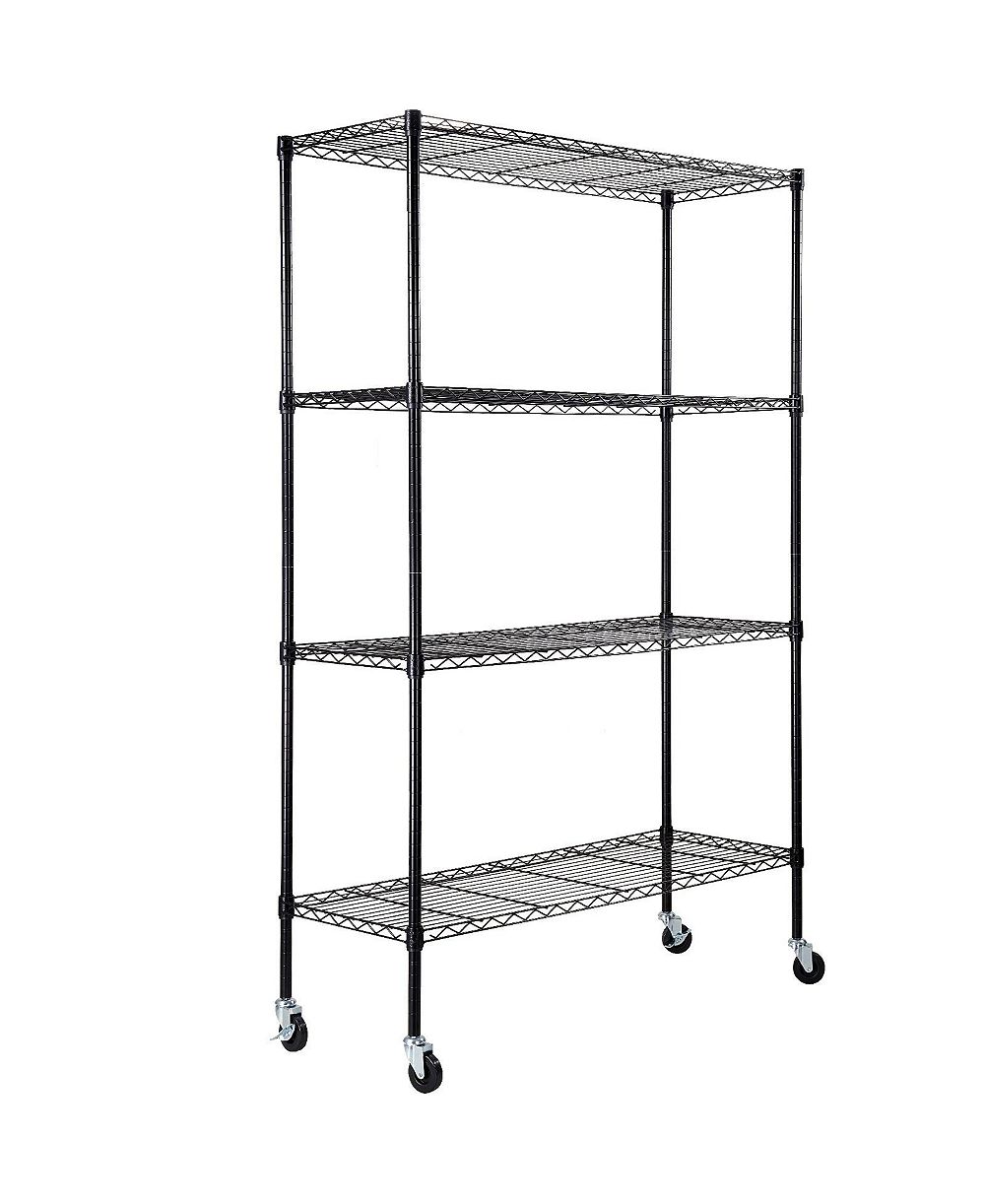 Mecale 4-Tier Storage Shelving Unit with Wheels, Adjustable, 700-Lb Capacity