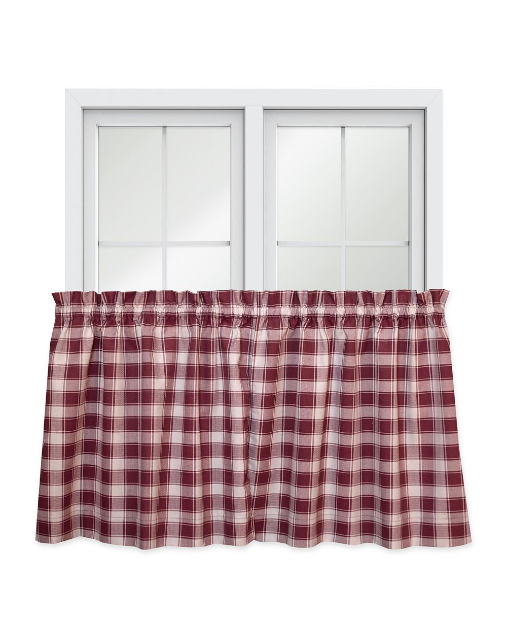 Шторы Ellis Curtain Country Check с карманом для штанги 1.5inch, кирпичный цвет