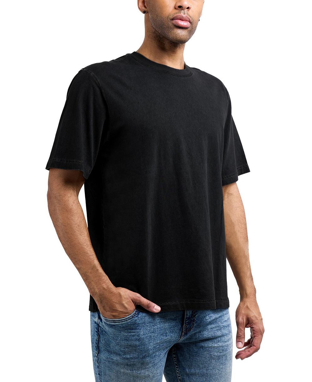 XRAY Men's Vintage Distressed Boxy Oversized Heavyweight Acid Wash Cotton Crew T-Shirt