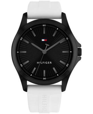 Tommy Hilfiger мужские кварцевые часы с белым силиконовым ремешком, 42 мм
