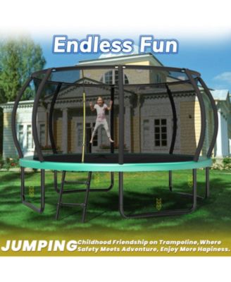 ZENY Recreational Kids Trampoline with Safety Enclosure Net and Ladder, Outdoor Recreational Trampolines
