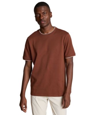 Kenneth Cole Мужская футболка с круглым вырезом, двойным воротником и классическим кроем