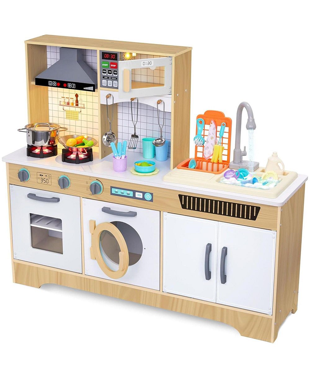 Lil' Jumbl детский игровой набор на кухню, деревянная кухня с посудомоечной и стиральной машинами, раковиной и другим