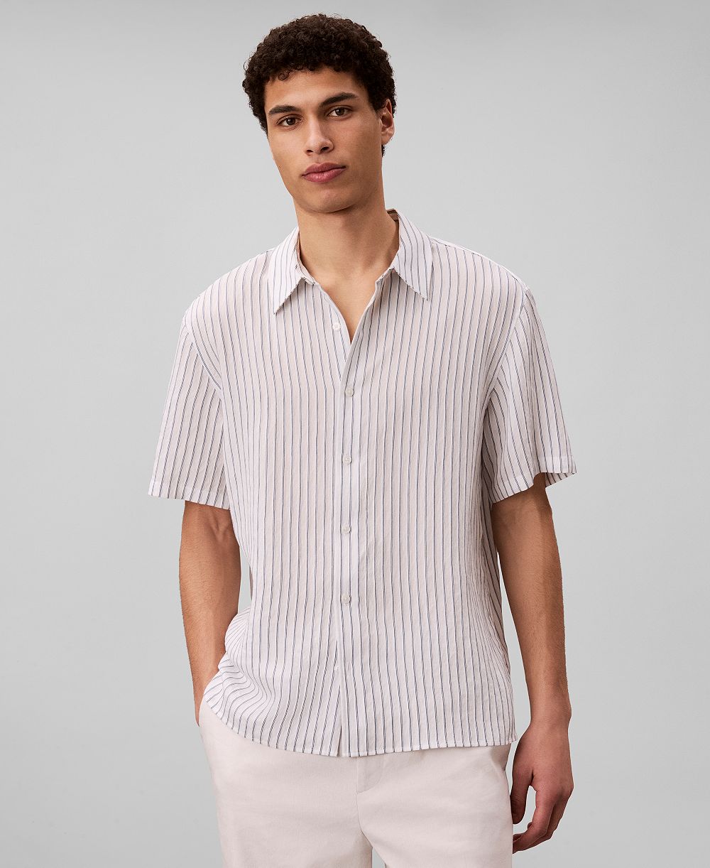 Мужская рубашка Calvin Klein Classic-Fit в полоску, полотняное переплетение