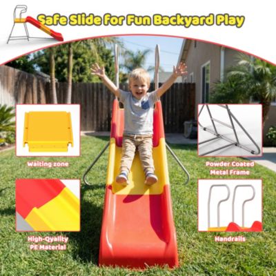 Горка-детская ZENY 2-in-1 Kids Climbing Slide-Anti-Slip Steps, Sturdy Construction, Backyard Fun