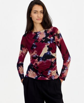 Женский топ Bar III Long-Sleeve Crewneck Ruched