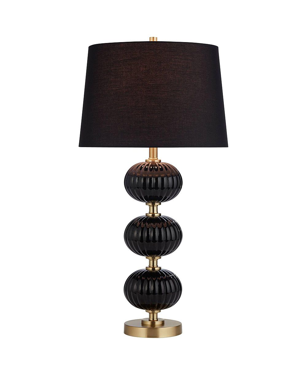 Настольная стеклянная лампа Possini Euro Design Grace, черная, с диммером