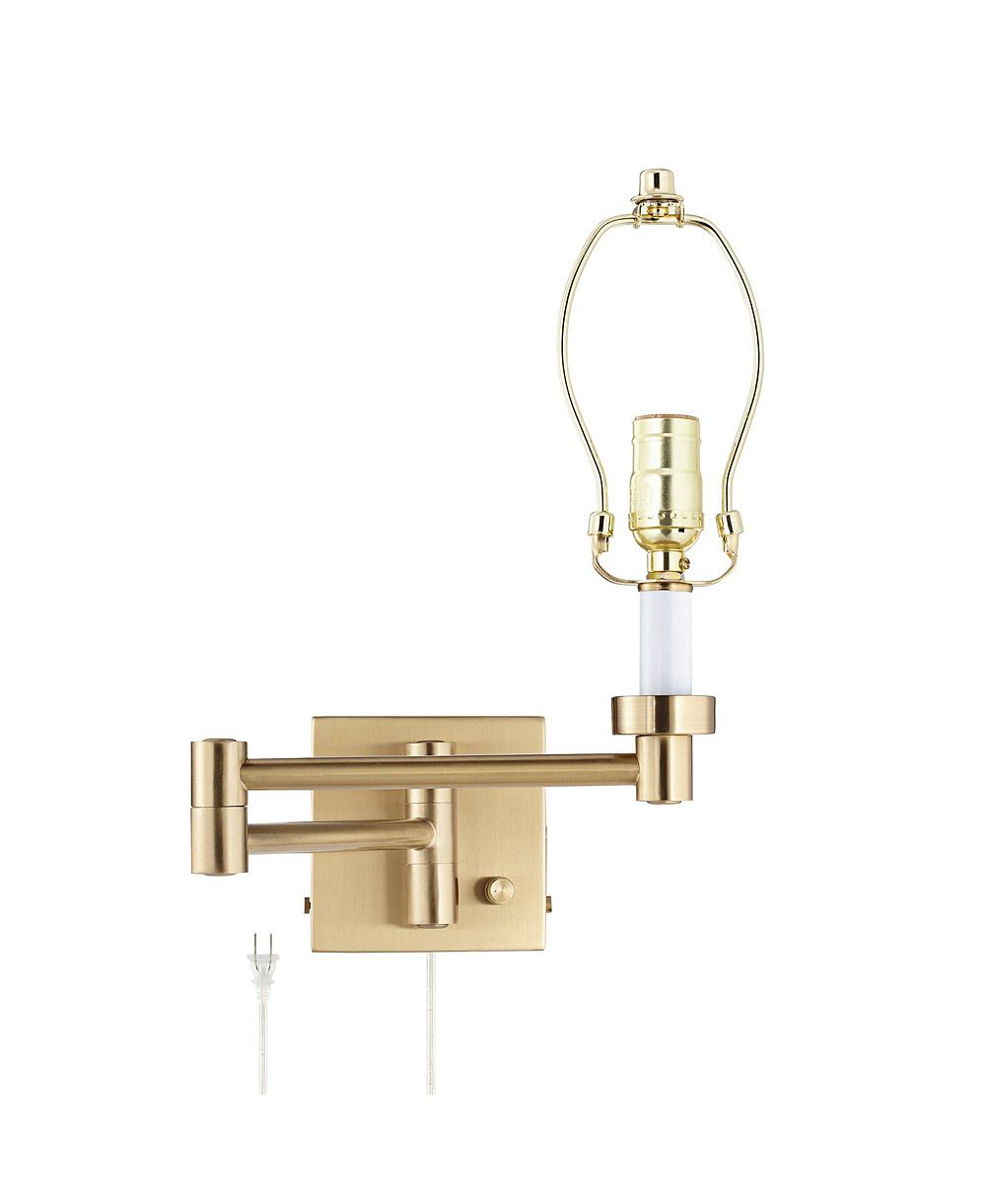Barnes and Ivy Alta Vintage Swing Arm Wall Lamp Warm Antique Brass Gold Plug-in Light Fixture for Bedroom Bedside Living Family Room Reading House