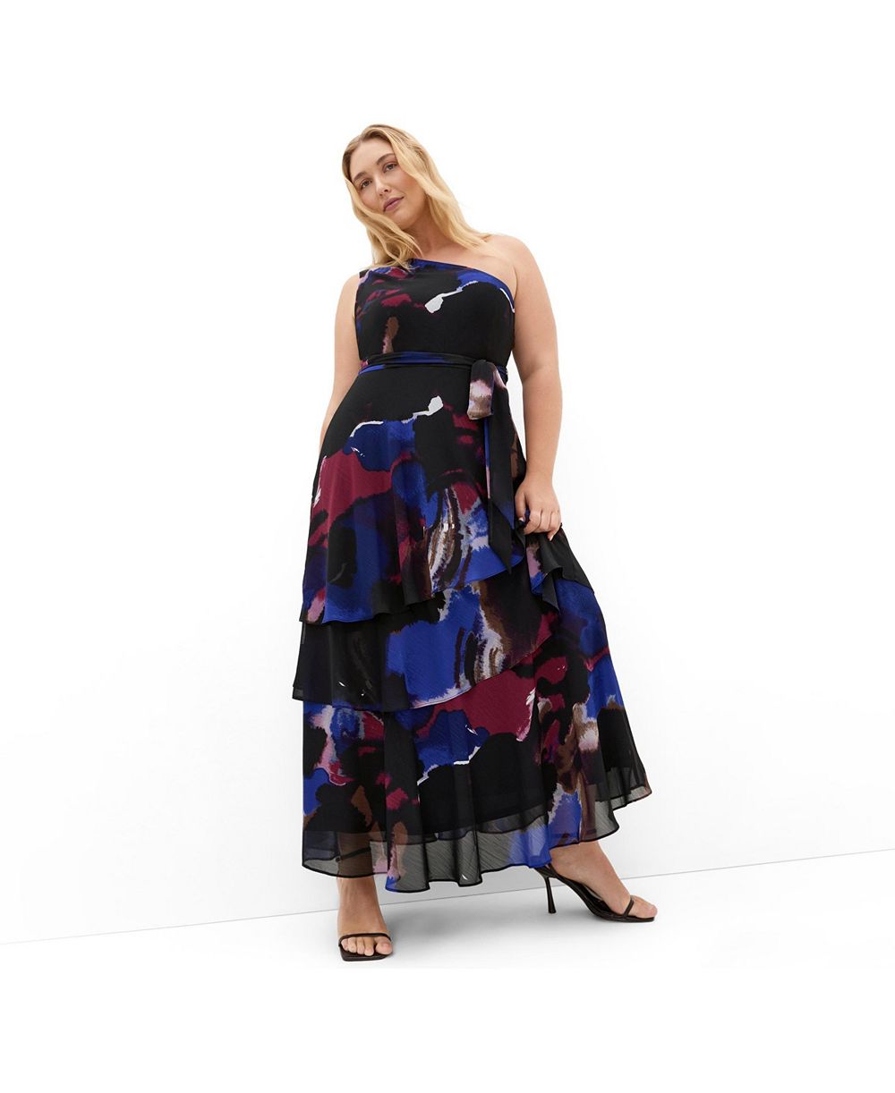 CITY CHIC Women's Plus Size Rendezvous One Shoulder Maxi Dress
