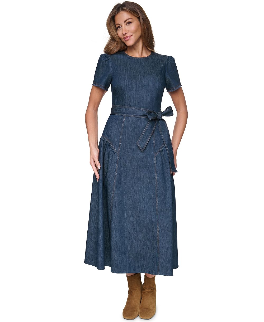 Женское платье Eliza J Crewneck Fringe-Trim Midi