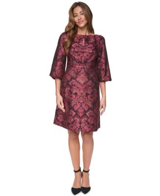 Eliza J Women's Boat Neck A-Line Ruched Keyhole Bodice Dress