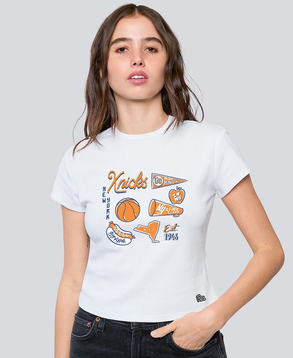 Женская укороченная футболка Hype And Vice New York Knicks белая