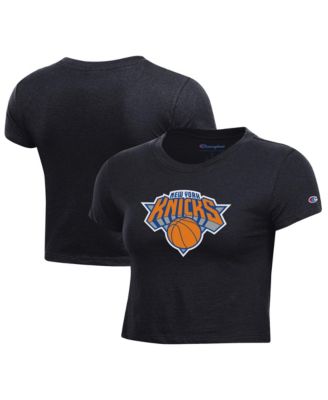 Champion Women's Black New York Knicks Primary Logo Cropped T-Shirt