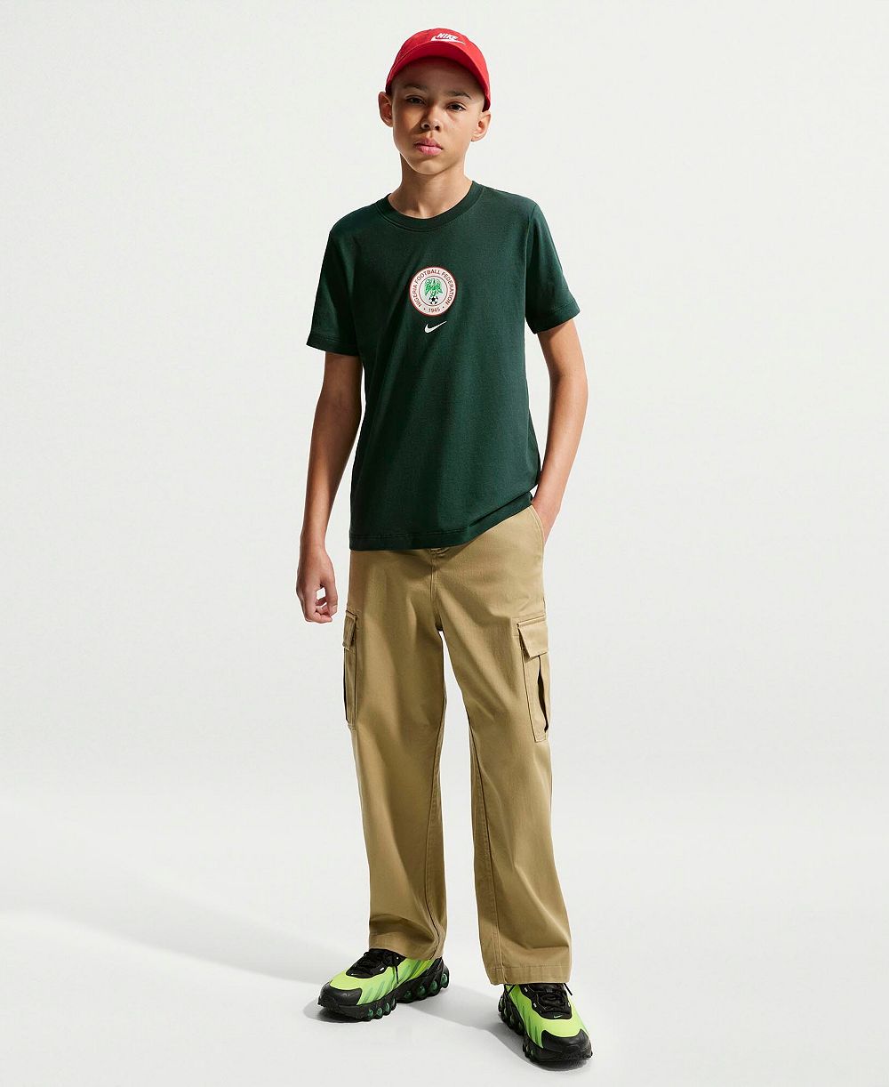 Футболка Nike Green Nigeria National Team Crest для мальчиков и девочек