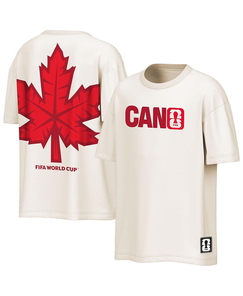 Outerstuff Men's Cream Canada Soccer FIFA World Cup 2026 Livery Oversized 2-Hit T-Shirt