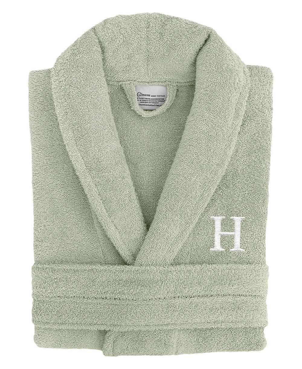 Linum Home Bookman Font 100% Turkish Cotton Unisex Terry Bathrobe