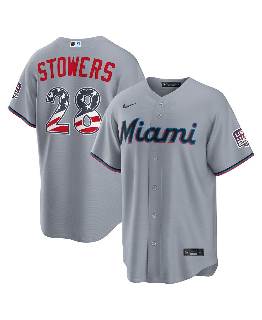 Мужская джерси Nike Kyle Stowers Gray Miami Marlins USA 250 Fourth of July Stadium