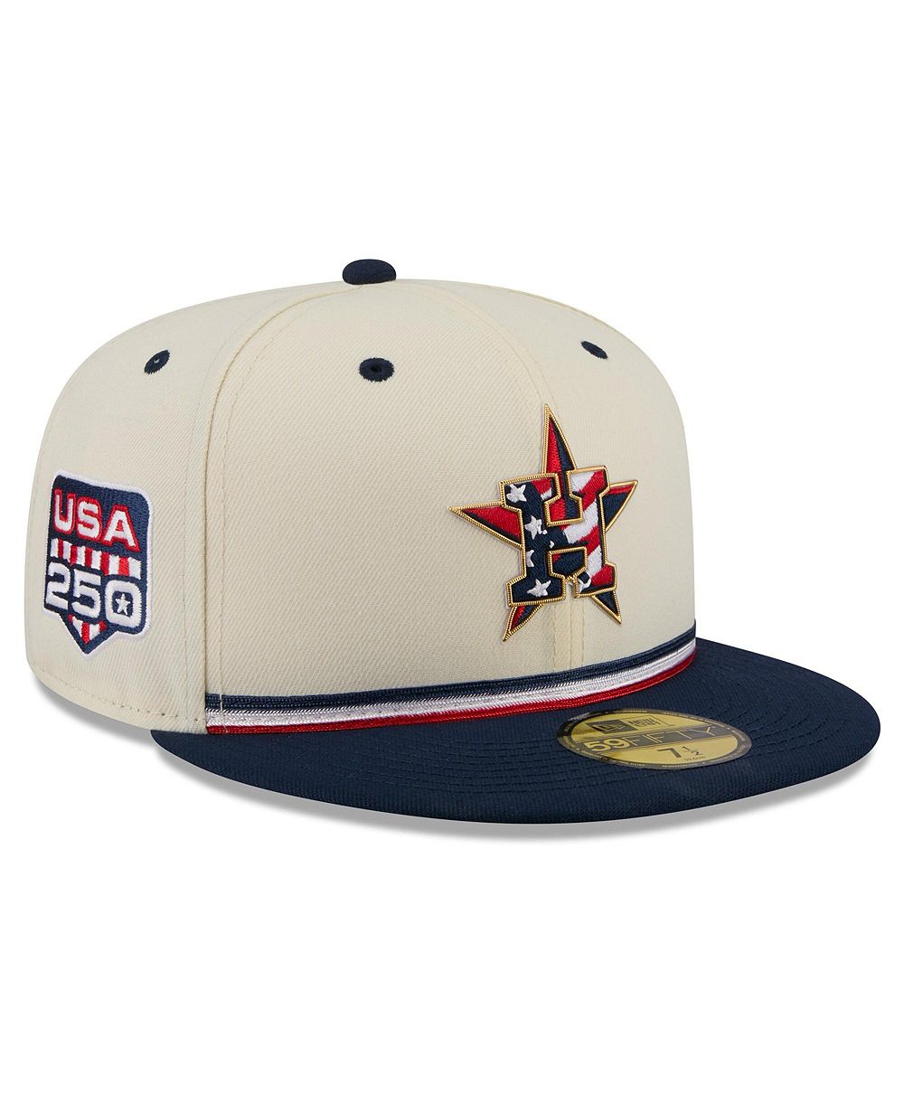 Мужская кепка New Era Cream/Blue Houston Astros USA 250 Fourth of July 59FIFTY Fitted