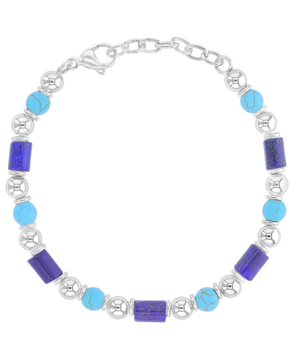 Quiksilver Men's Platinum-Plated Steel Turquoise Lapis Bracelet