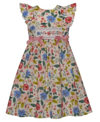 Детское цветочное платье Bonnie Jean 2T-6X Smocked Flutter-Sleeve