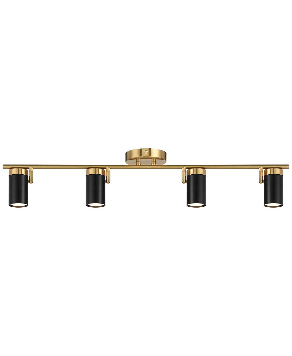 Pro Track 4-Light Heads LED Ceiling Track Light Fixture Kit GU10 Dimmable Directional Gold Black Modern Kitchen Bathroom 32 1/4" Wide