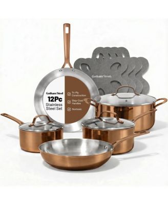 Набор посуды из нержавеющей стали Gotham Steel 12-Piece Tri-Ply Stainless Steel Cookware Set