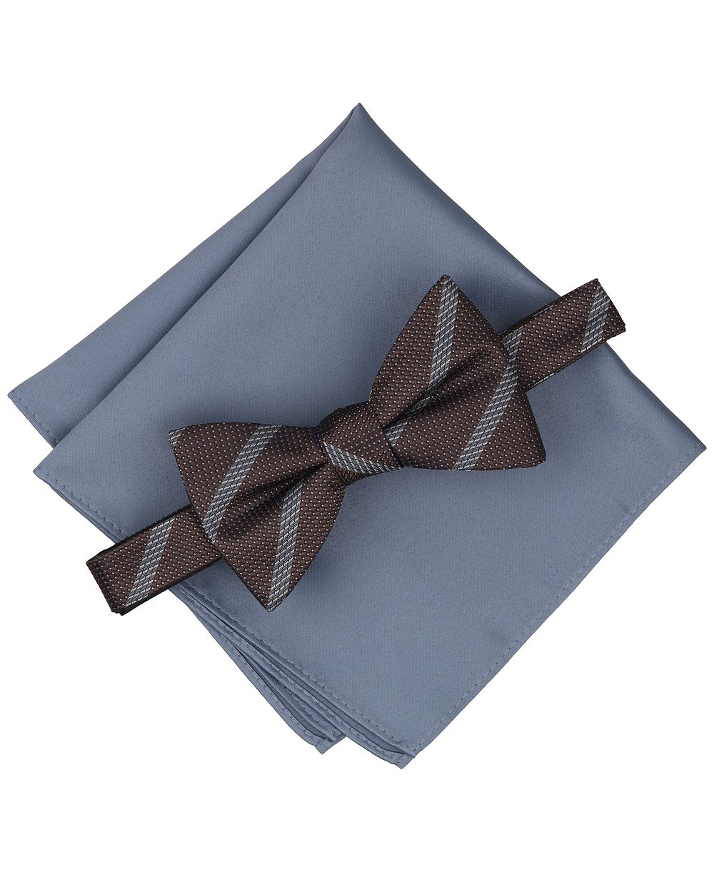 Мужской набор Alfani Men's Clyde Stripe Pre-Tied Bow Tie и Pocket Square 2-Piece Set