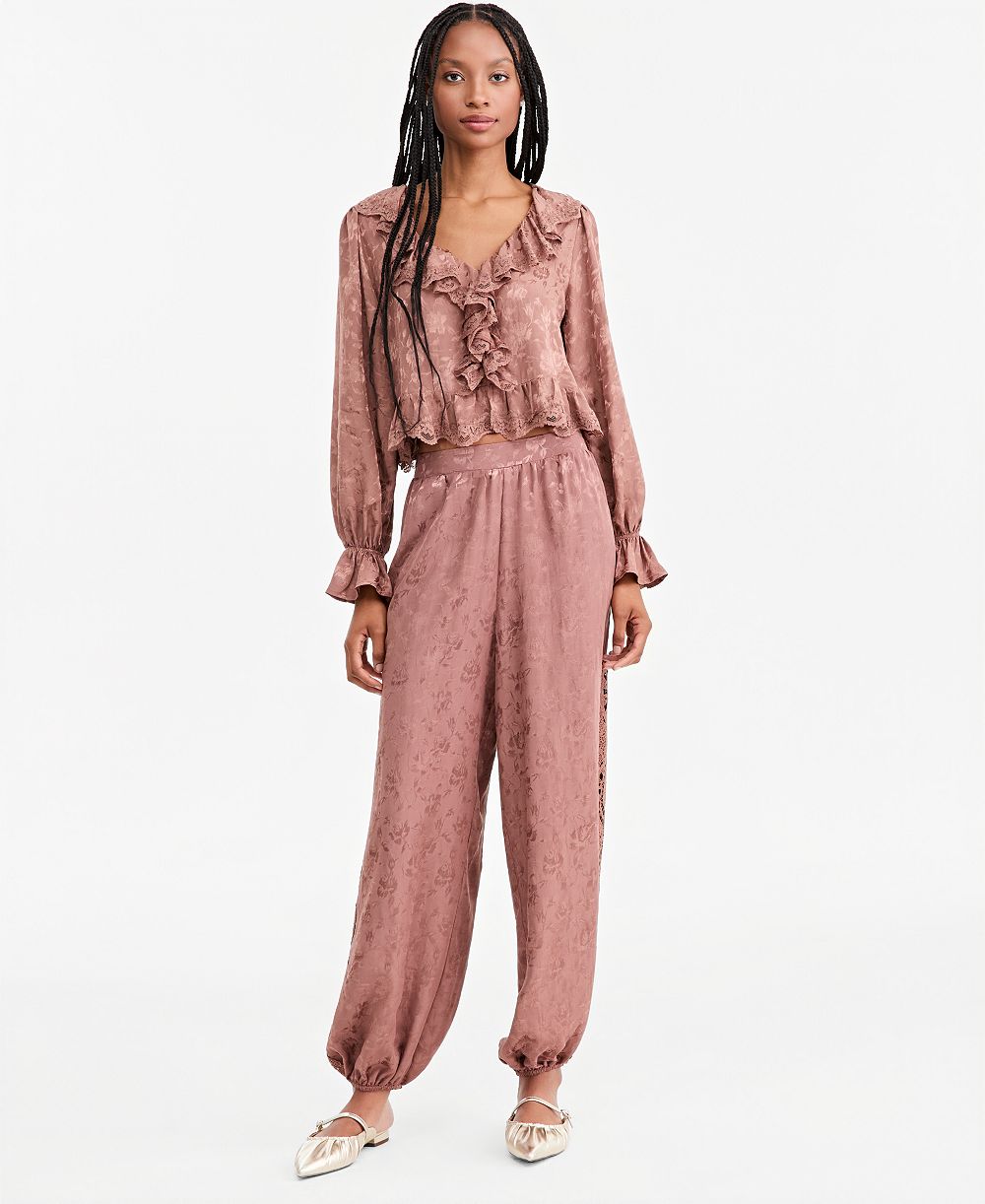 Брюки And Now This Petite из сатинового жаккарда с баллонами, эксклюзив Macy's