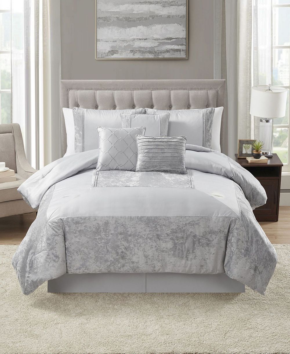 Sweet Home Collection Luna Crushed Velvet комплект постельного белья из 7 предметов, элегантное покрывало, King