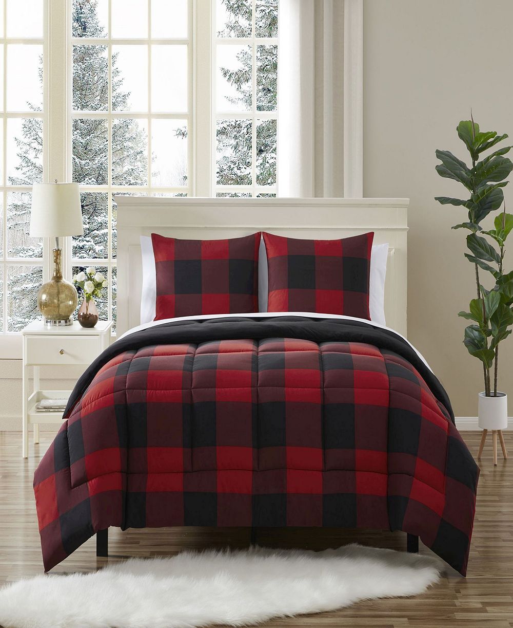 Sweet Home Collection Buffalo Plaid 7-Piece Comforter Set, King