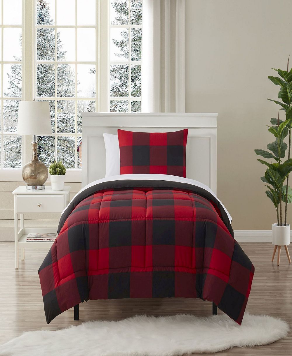 Sweet Home Collection Buffalo Plaid 5-Piece Comforter Set, Twin