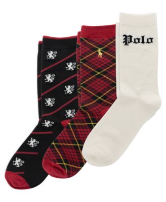 Мужские носки Polo Ralph Lauren Boys' 4-11 из хлопковой смеси с рибаной и аргайльским узором, 3 пары
