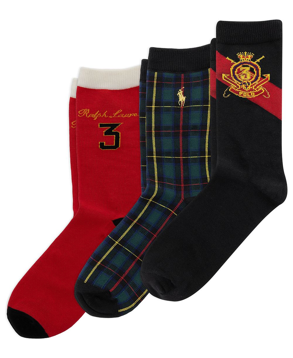 Мальчишеские носки Polo Ralph Lauren Boys' 4-11 Polo Crest, упаковка 3 шт