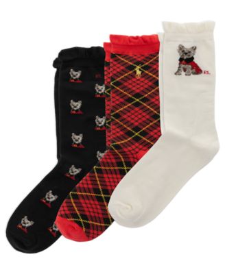 Детские носки Polo Ralph Lauren Holiday Dog Crew для девочек 4-11 лет, упаковка 3 шт.