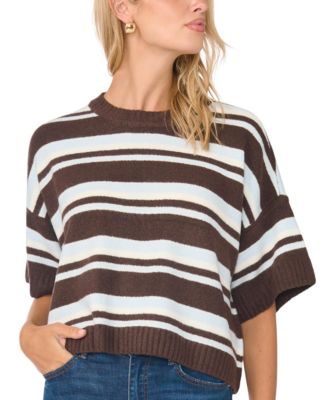 Vince Camuto Women's 3/4-Sleeve Oversized Exposed-Seam Crewneck Sweater