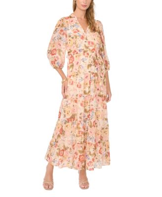Vince Camuto Women's Floral Long-Sleeve Tiered Maxi Dress