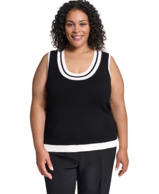 KARL LAGERFELD PARIS Plus Size Scoop Neck Knit Tank Top