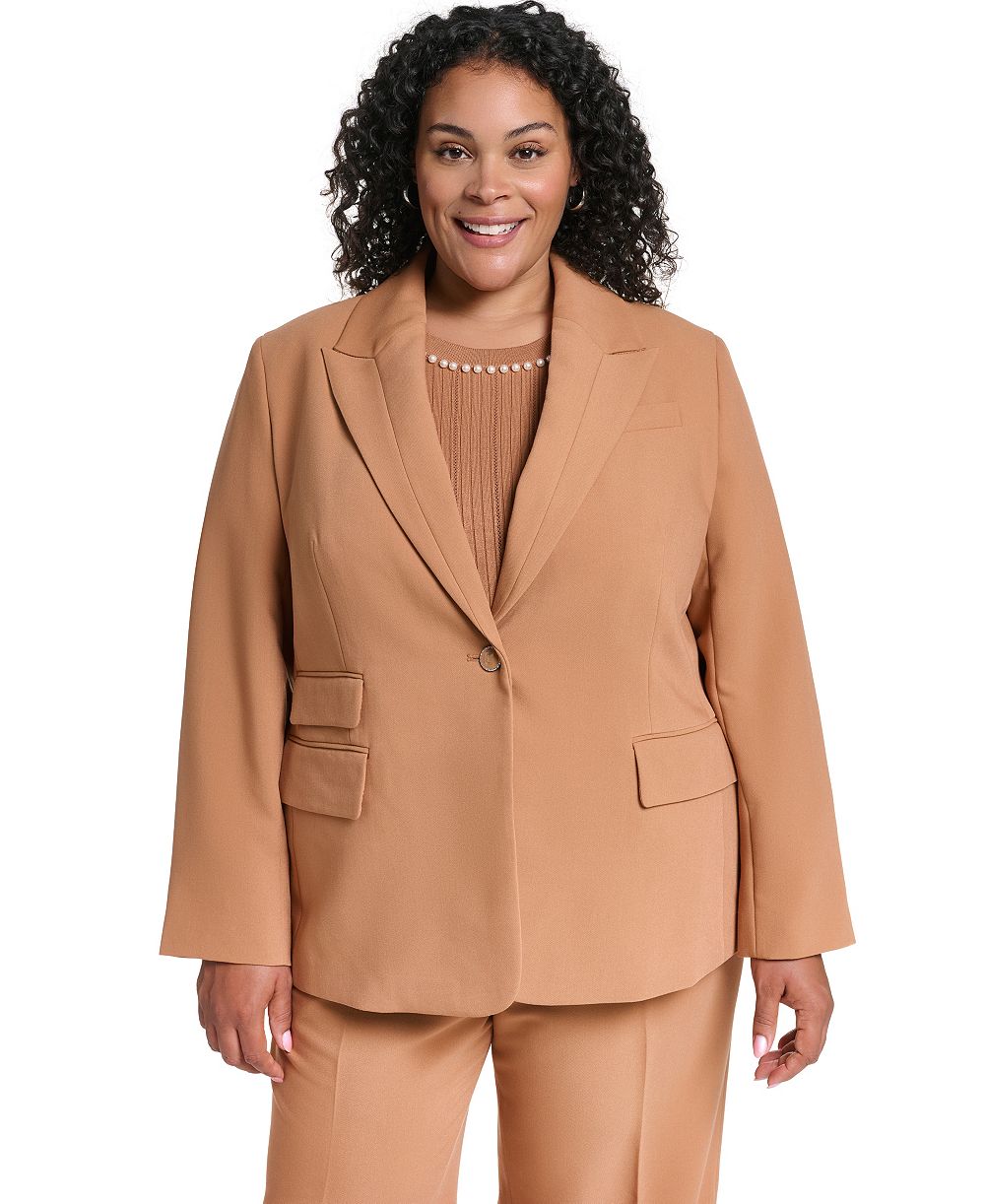 KARL LAGERFELD PARIS Plus Size One-Button Woven Blazer