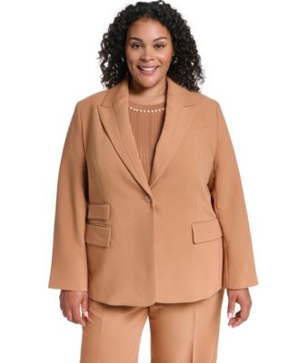 KARL LAGERFELD PARIS Plus Size One-Button Woven Blazer